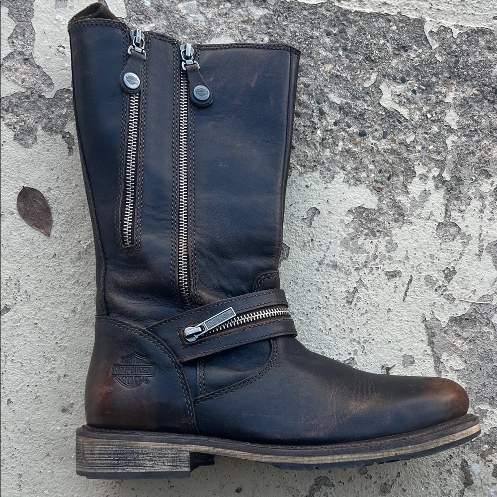 Like new Harley-Davidson Dark Brown Leather Boots - Picture 2 of 16